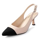 Women's Slingback Kitten Heels Closed Pointed Toe Pumps Dress Shoes Party Wedding Casual 2.5inch