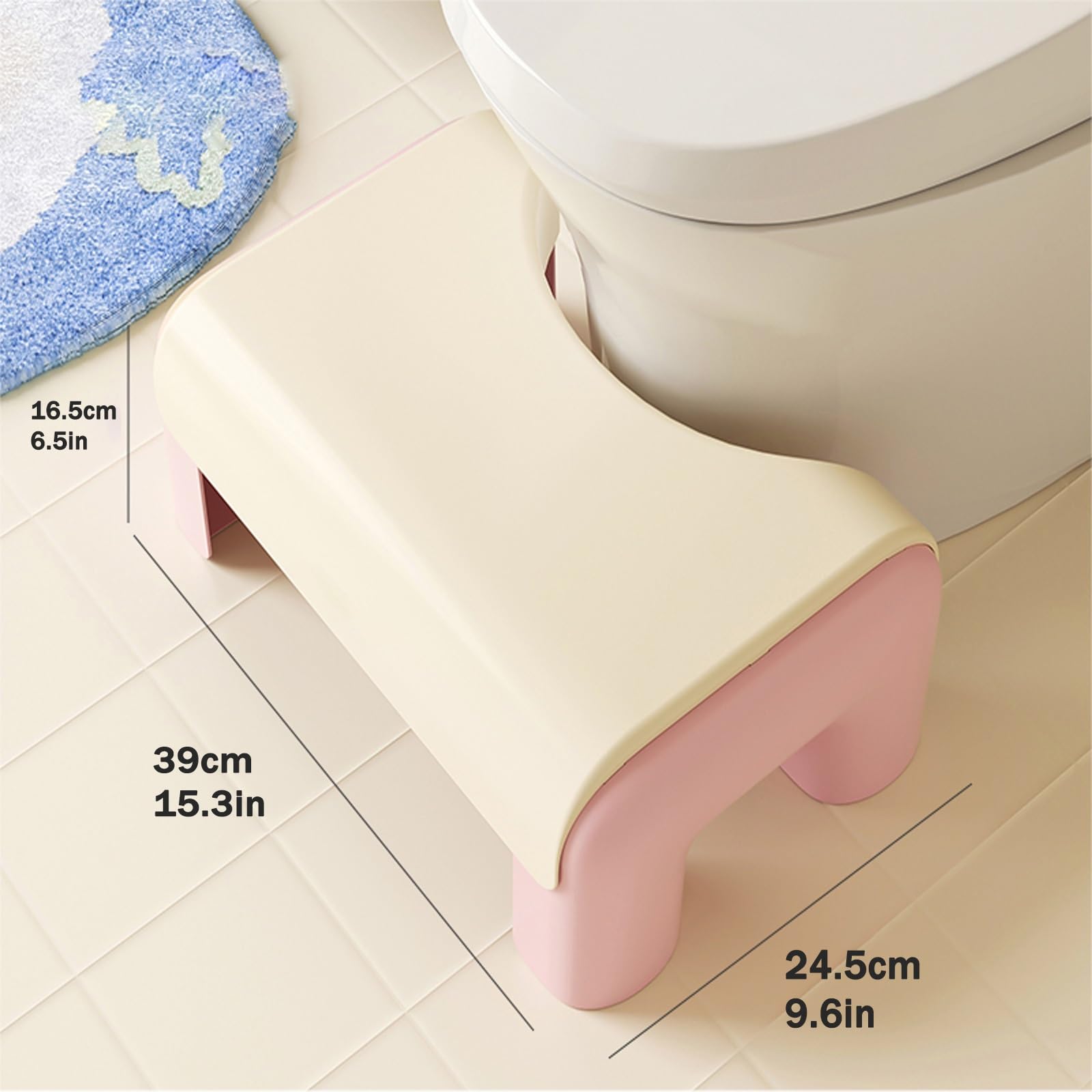 Stabile Fußbank Badezimmer，Kinderhocker Bad, Hocker， Kleiner Fußhocker，Verbessern Sie Die Sitzhaltung, Starke Tragfähigkeit, Rutschfestes Design, Einfach Und Schön(Pink)