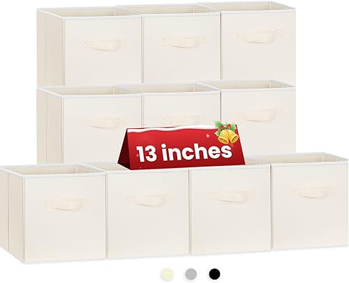 Miniatura 8 de Criusia Cubos de almacenamiento, cubos de almacenamiento de 11 pulgadas para estantes (paquete de 10), contenedores de almacenamiento plegables de