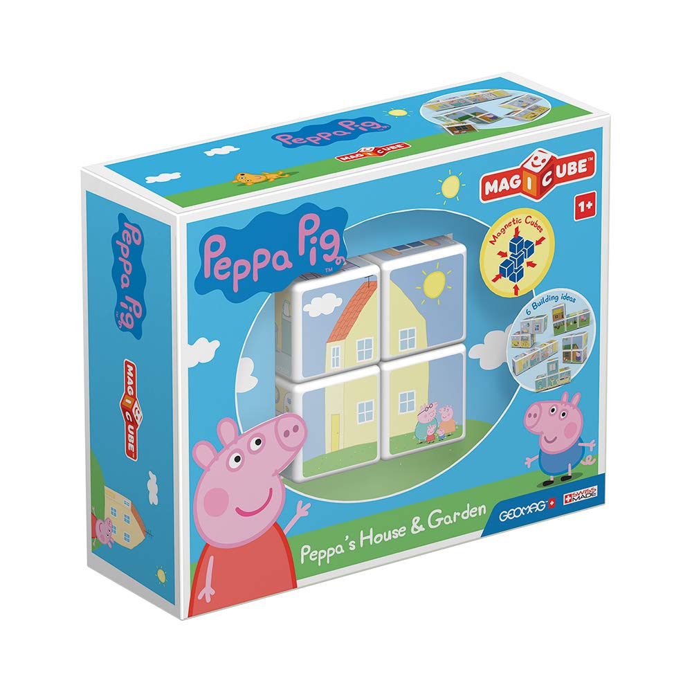 Geomag Magicube Peppa Pig Peppa's House and Garden - 4 Cubes - Building Set with Magnetic Cubes Multicoloured