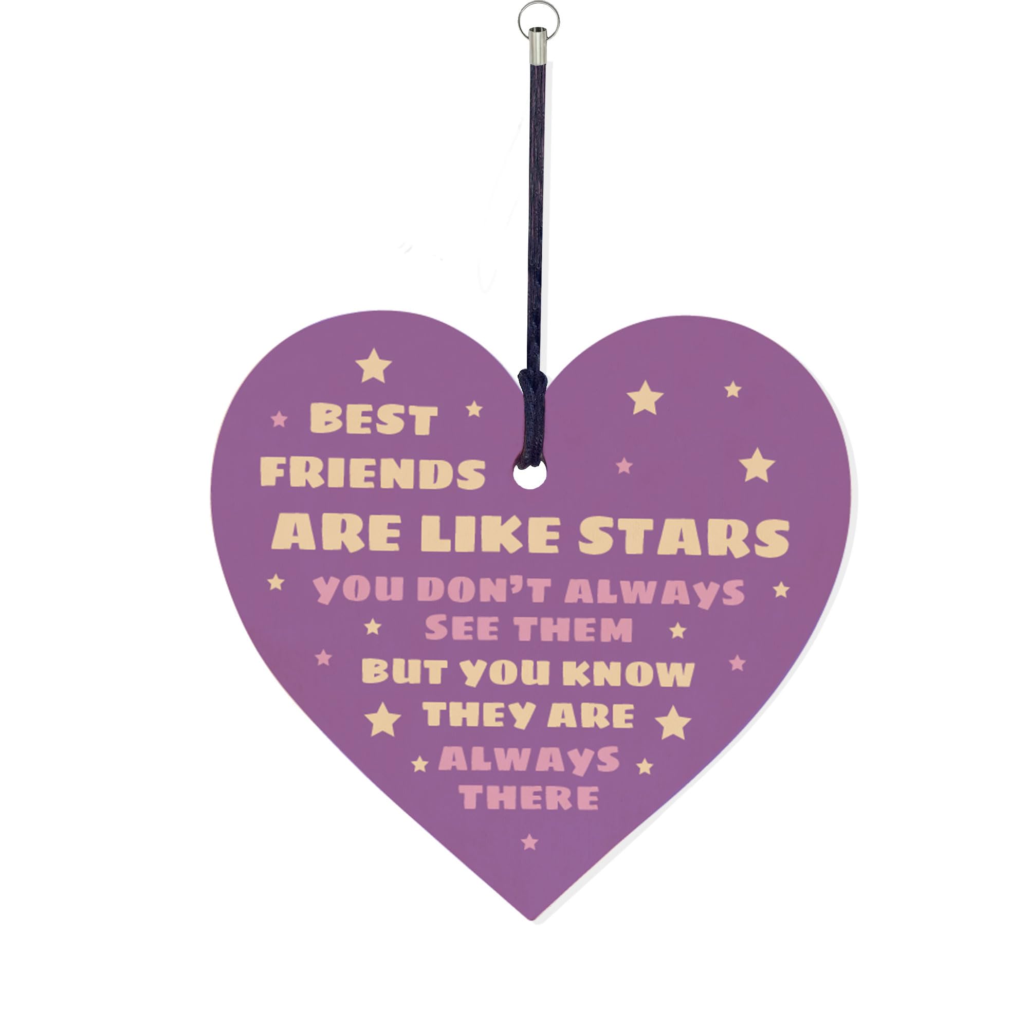 RED OCEAN Best Friend Gift Birthday Christmas Wood Heart Keyring Friendship Keyring Gift For Him Her Keepsake Gift For Best Friend