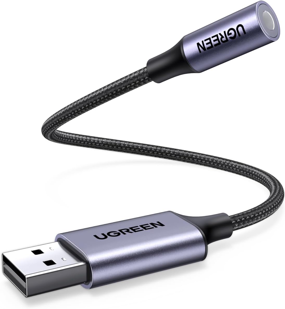 UGREEN USB to 3.5mm Jack Audio Adapter External Sound Card USB DAC TRRS Aux Headphone Microphone Converter Compatible with PC Laptop PS4 Switch Raspberry Pi 400 Mac Windows Linux Headset Earphone