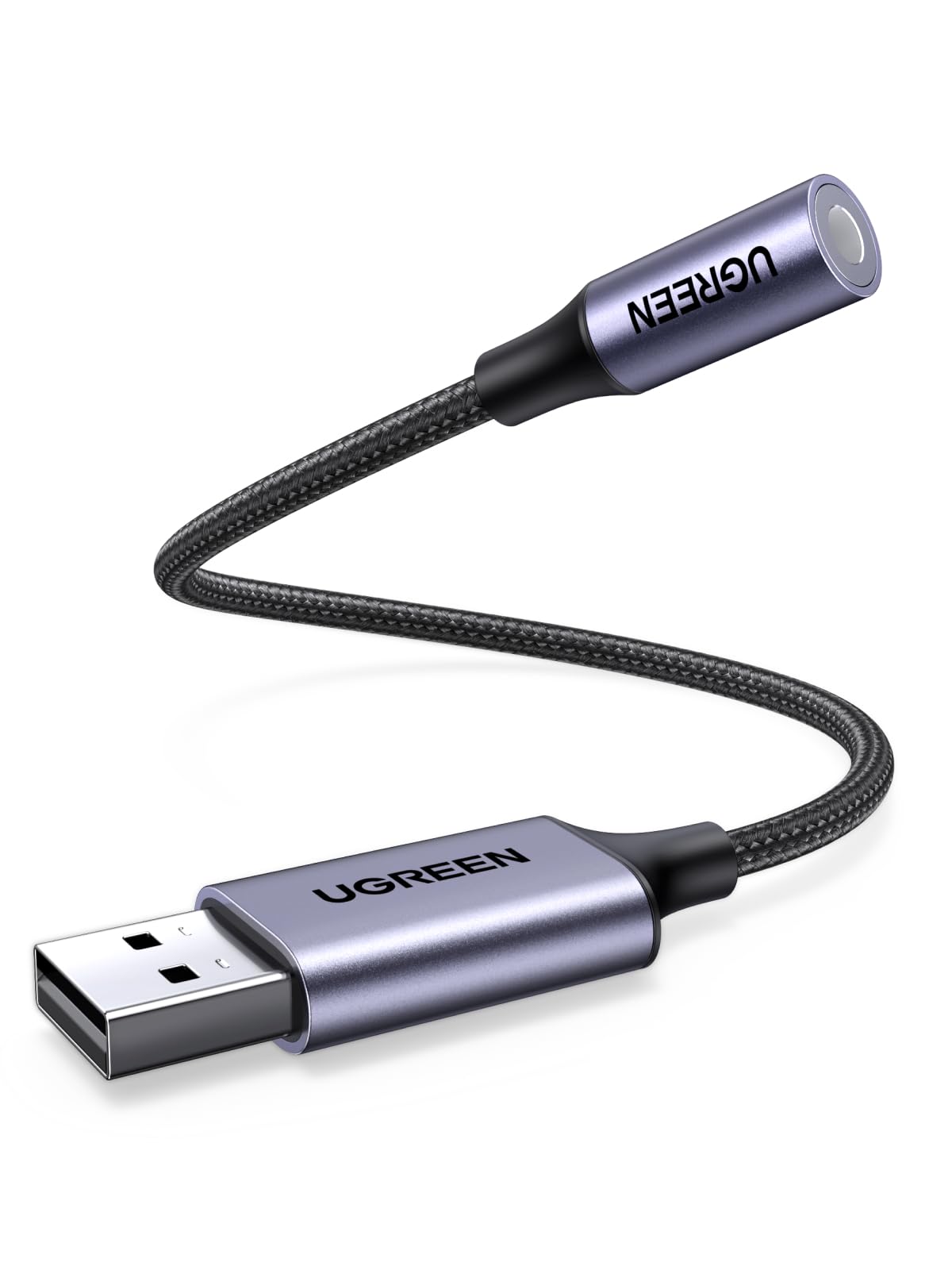 UGREENUSB to 3.5mm Jack Audio Adapter External Sound Card USB DAC TRRS Aux Headphone Microphone Converter Compatible with PC Laptop PS4 Switch Raspberry Pi 400 Mac Windows Linux Headset Earphone