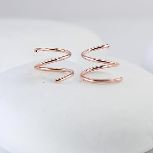 Miniatura 7 de Mini Illusion Gold Hoops, Make 1 Piercing Look Like 2, Minimalist Double Hoops in Sterling Silver, Rose Gold and Gold Filled, Gifts for Women by