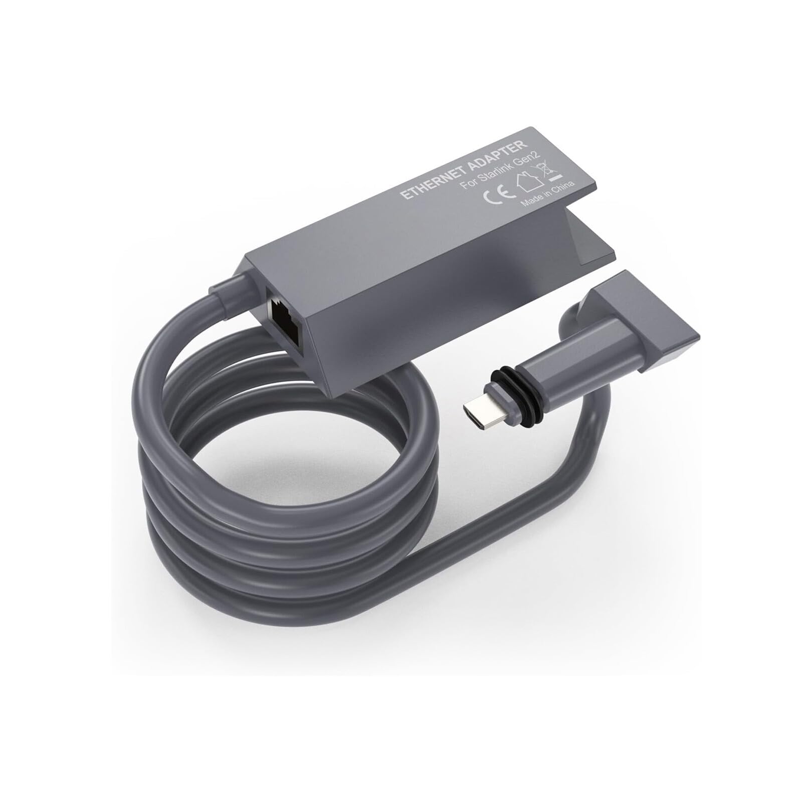 Ethernet Adapter for Starlink Gen 2 – RJ45 Wired Network Cable, Plug & Play Outdoor Ethernet Converter for Rectangular Dish – Weather-Resistant 1m Cable