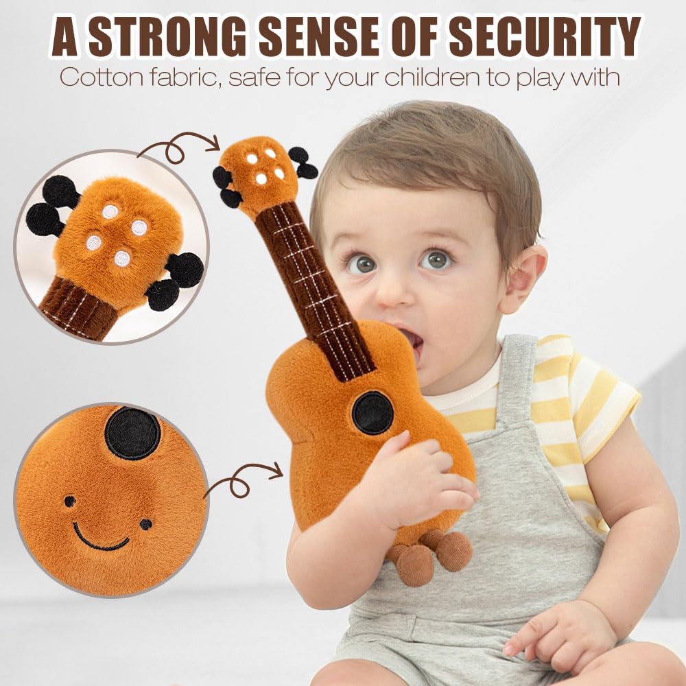 XEERUN Guitar Musical Instrument Doll Plush Toy, Musical Themed PlushUkulele Healing Doll, Guitar Stuffed Toy, Skin-Friendly Fabric , Adorable Guitars Plushies for Girlfriend Bedroom Adults Teens - Image 4