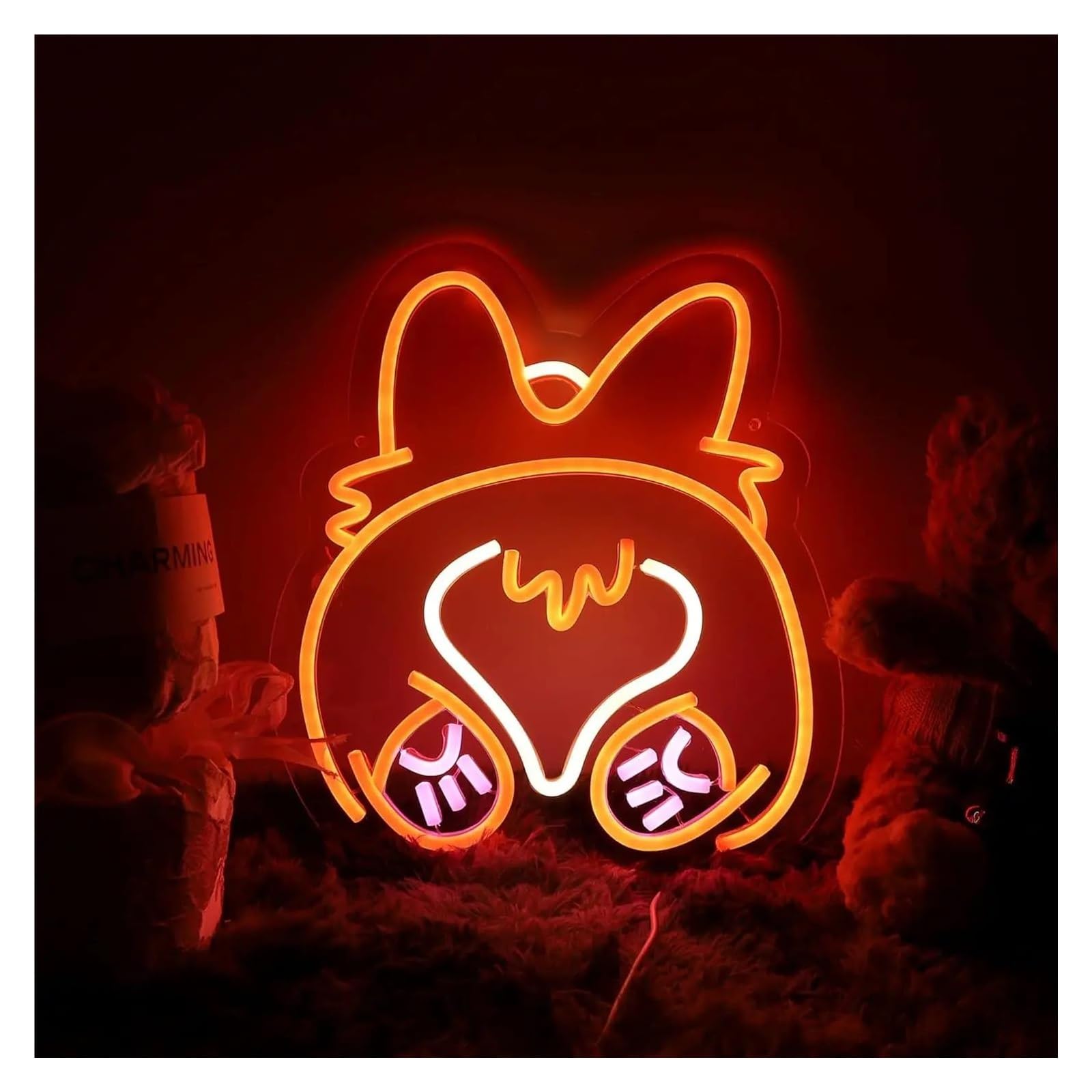 Wiszące neony artystyczne Corgi Butt Neon Śliczne Zwierzęce Światło LED Możliwość Przyciemniania Do Sypialni Wystrój Pokoju Dziecięcego Lampka Nocna Urocze Oświetlenie 36cmx32.5cm