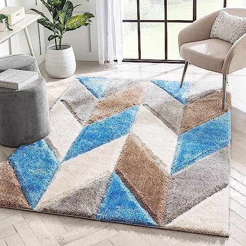 Image of Modern Quality Carpet /Trending Design Hand Woven Fluffy Rug /Mats for Bedroom /Dinning Hall /Living Room 2-inch Thick [Size 4x4 Feet Square]