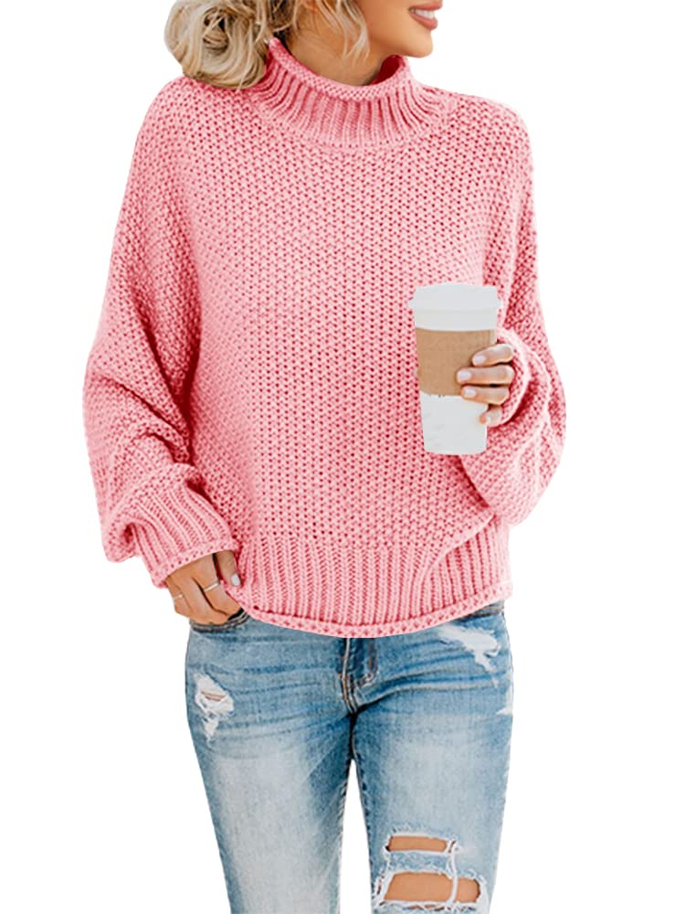 Saodimallsu Womens Turtleneck Oversized Sweaters Batwing Long Sleeve Pullover Loose Chunky Knit Jumper