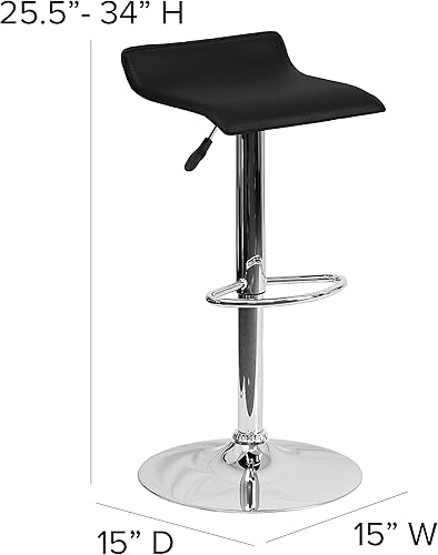 Miniatura 3 de Flash Furniture taburete alto de diseño contemporáneo vinilo negro ajustable con base cromada Vinilo Negro