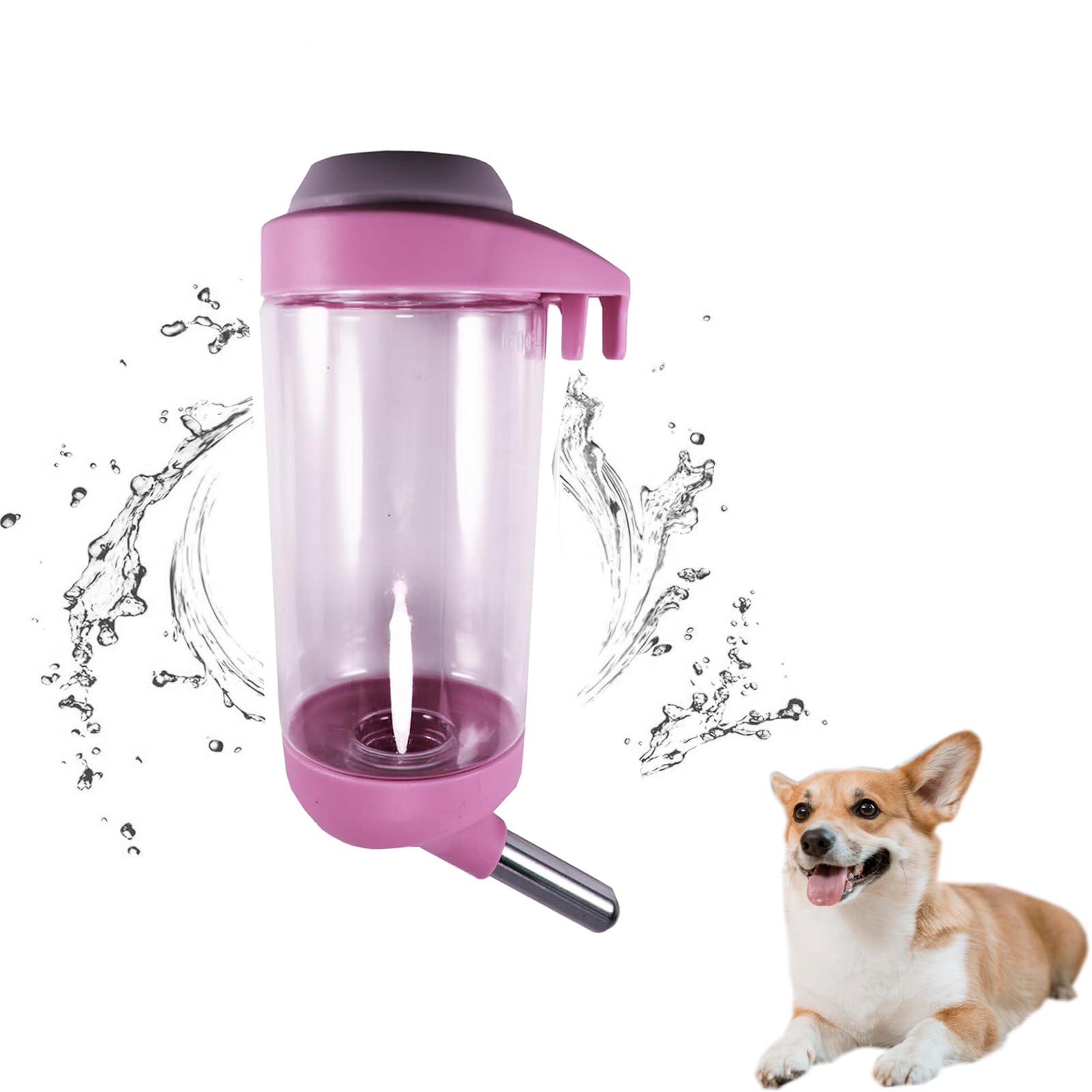Zorrasxy No-Drip 350ml Pet Water Bottle for Dogs & Small Animals (Rabbit/Hamster/Guinea Pig) - Adjustable Cage-Mounted Dispenser with Detachable