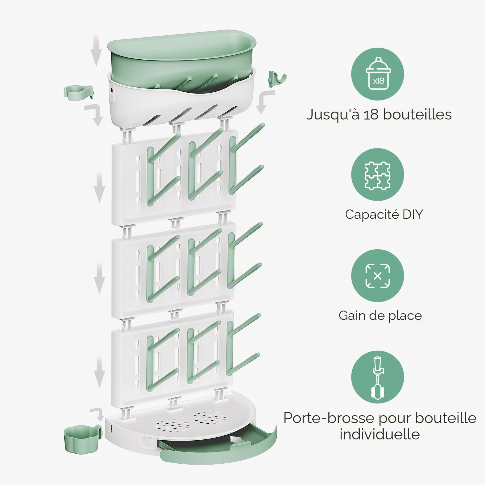 Momcozy LS005 Goupillon Biberon & Égouttoir Vertical pour Biberons