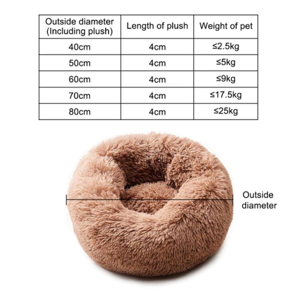 Letti per gatti Letto rotondo comodo e calmante per gatti Letto rilassante per cani Casa anti-ansia per gatti in pile Marshmallow Cuscino per gatti-bianco crema, diametro esterno 50 cm, Cina