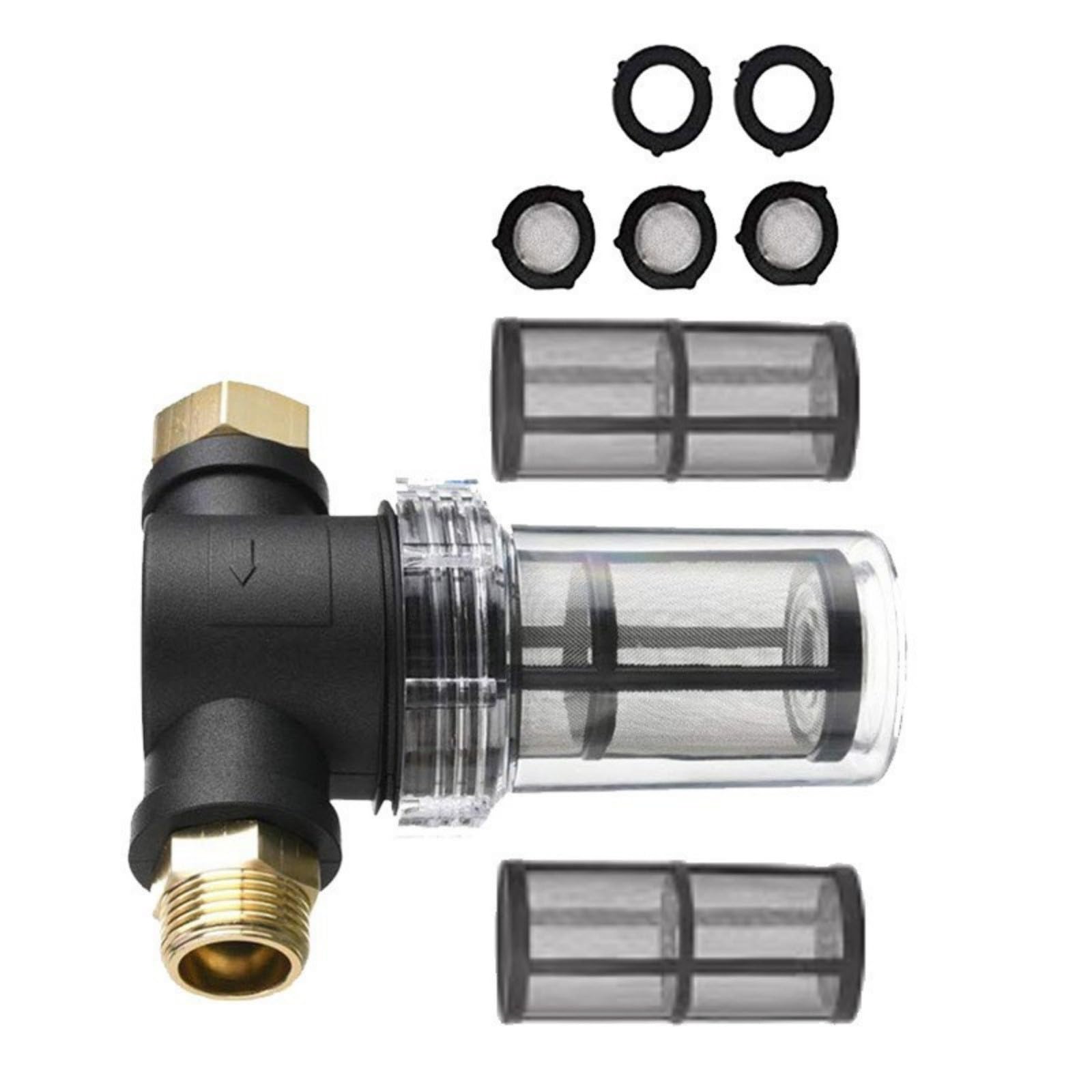 HDOYTXXM Pressure Inline Garden Hose Filter Attachment 3 / 4Inch Thread with Meshes Screens for Washer Sediment Protective Pressure Washer Inlet Filter