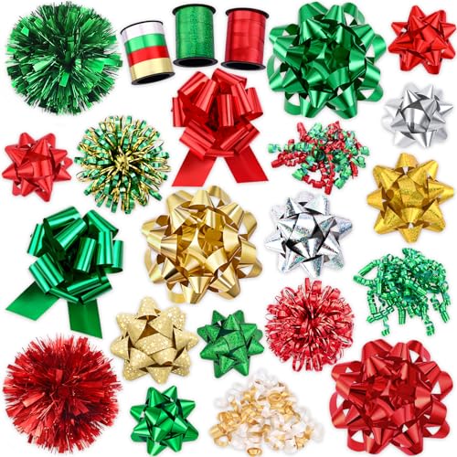 XIMISHOP 23 lazos metálicos de regalo de Navidad (rojo y verde)