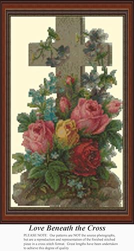 Love Beneath The Cross, patrón vintage de punto de cruz (patrón solamente, proporciona hilo dental y tela)