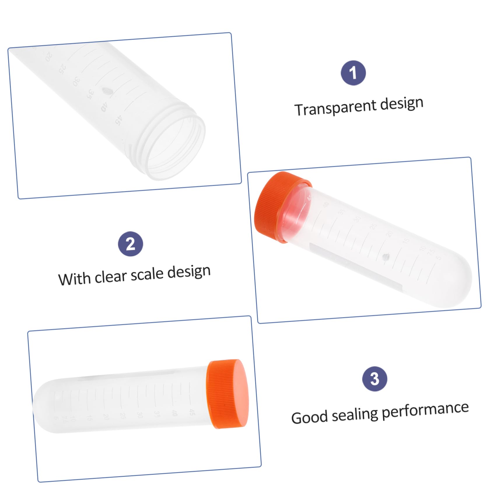 PLAFOPE 100 Piezas Tubo Centrífugo Tubos De Laboratorio De Plástico Suministros De Laboratorio Tubos De Ensayo De Laboratorio Tubos De Ensayo Con Tapas Colocar El Plastico Fondo Redondo