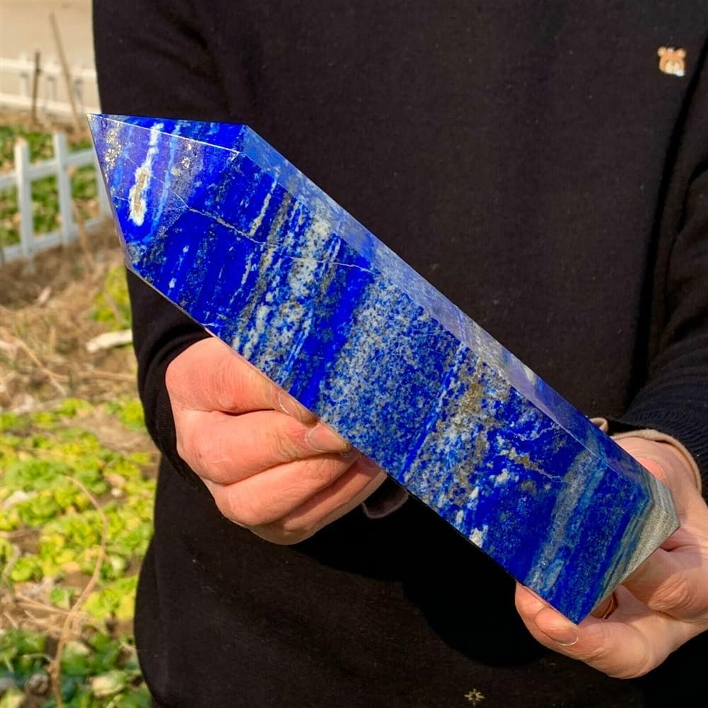 AtkitS Natural Lapis Lazuli Column Healing Crystal Wand for Home Office Decoration Gifts Mineral Degaussing (Size : 600-700g)
