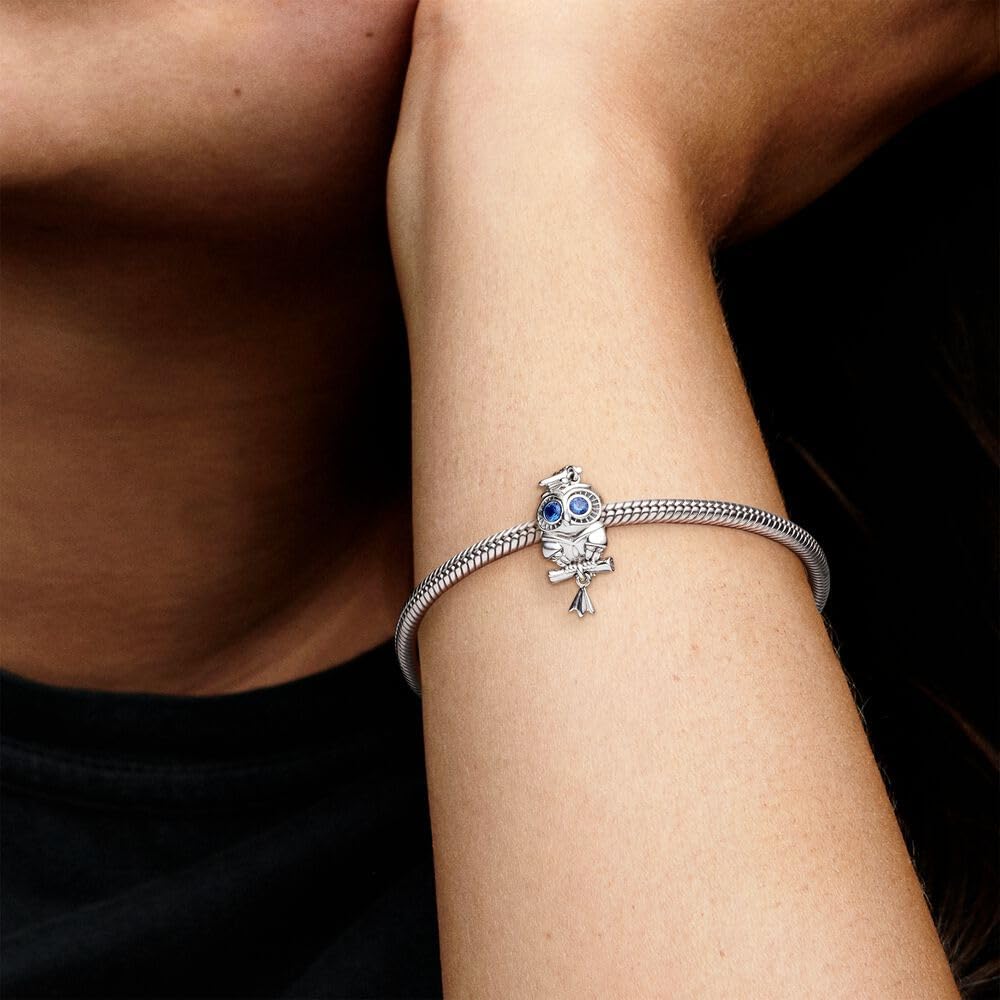 PANDORA Wise Owl Graduation Charm - Gift for Her - Compatible with PANDORA Moments - Sterling Silver with Man-Made Crystals - With Gift Box