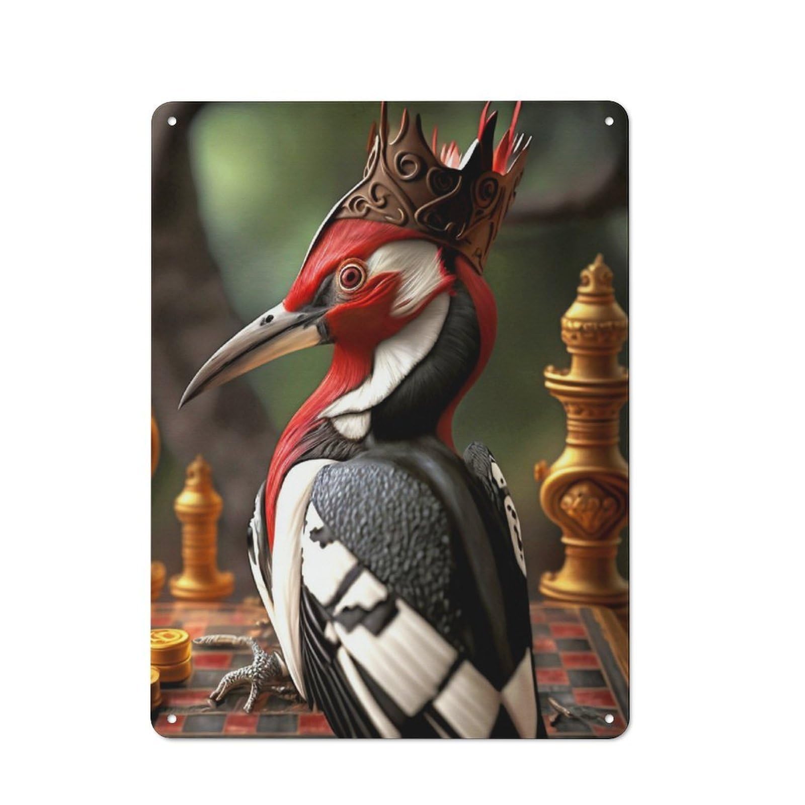 Woodpecker Industrial Metal Sign 40x30cm, Clean Industrial Loft Wall Plaque for Modern Home, Workshop, Office Or Cafe