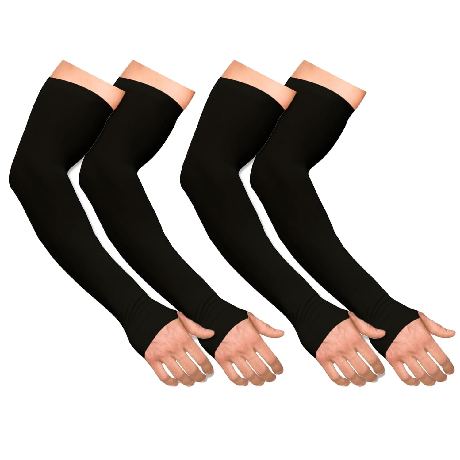 UV Protection Arm Sleeves for Men & Women | Sports Compression Hand Sleeves for Outdoor, Gym, Bike Riding & Running | Breathable, Stylish & Durable Full Arm Cover | 2 Pairs