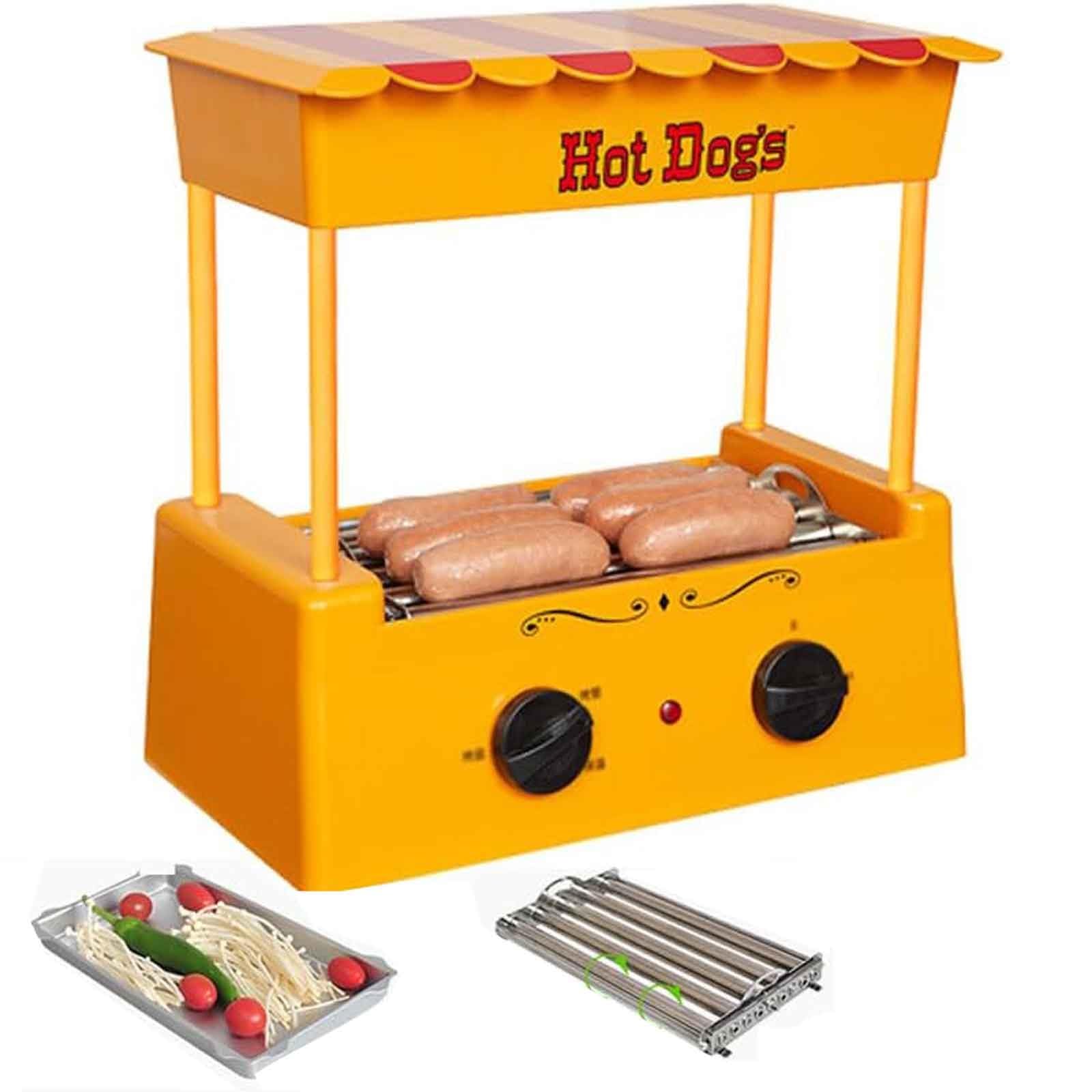 Hot Dog Machine - Máquina para perros calientes con control de temperatura de 10 engranajes con rodillo de aislamiento, capacidad para 8 perros calientes de tamaño regular, ideal para rollos de huevo