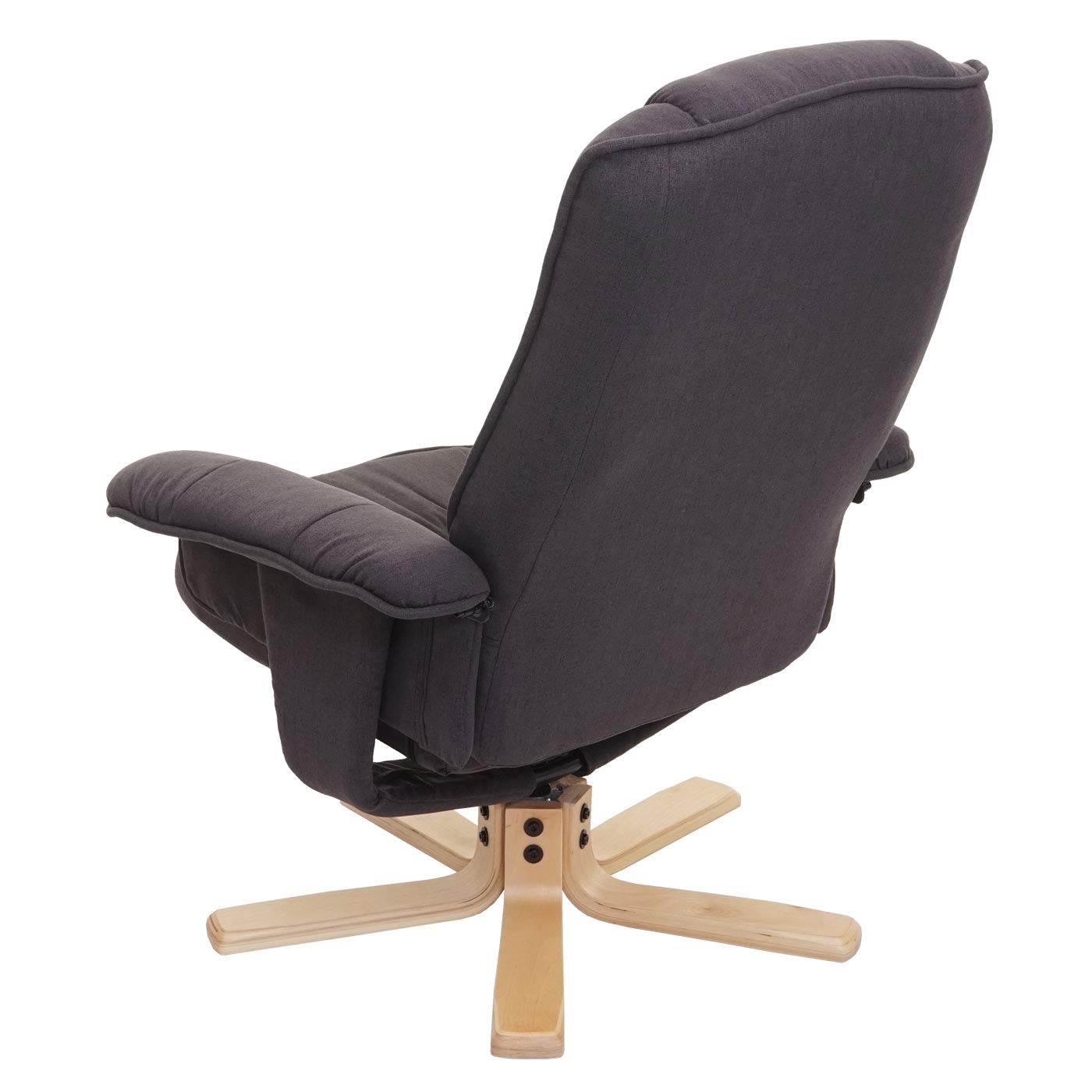 Mendler Sillón de relax M56 con taburete, Sillas tela/textil, certificado FSC®, color gris oscuro | Sillón de TV con taburete, certificado FSC®