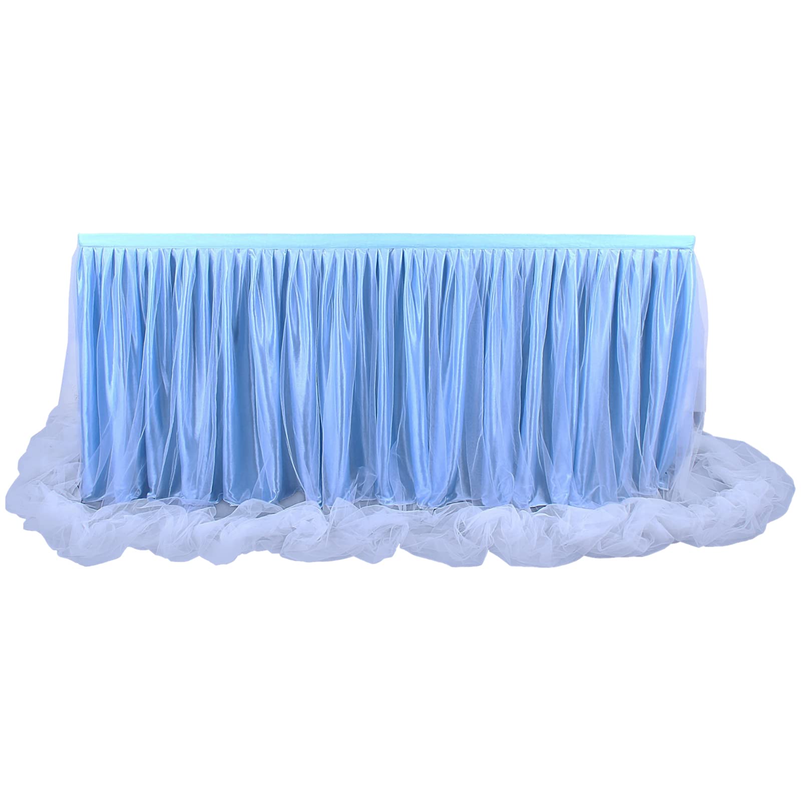 aromm Tulle Table Skirt Cover for Baby Shower Wedding Parties Table Decor 6FT (L183cm×H77cm) Blue