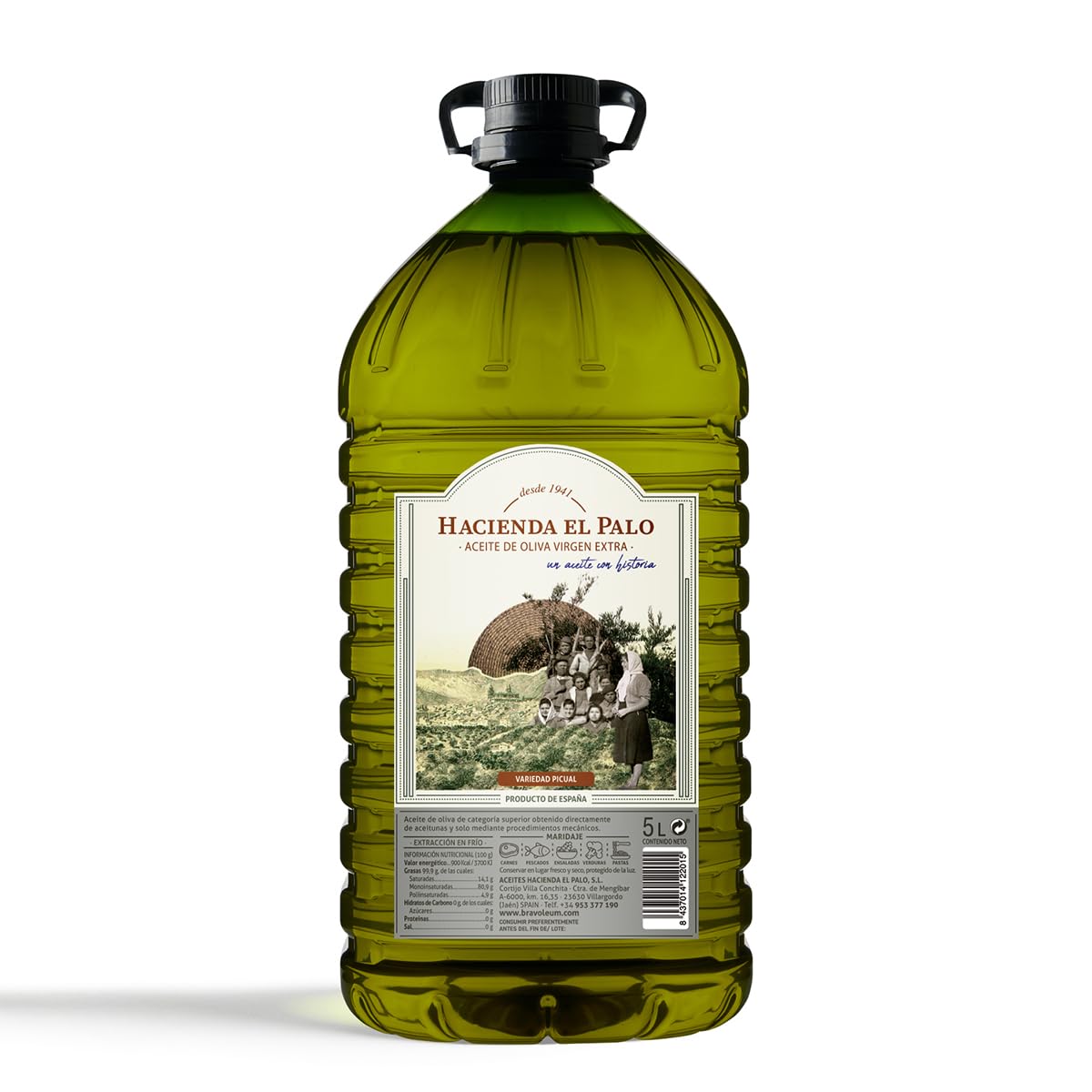 Aceite de Oliva Virgen Extra 5L Garrafa by Hacienda el Olivar - AOVE de Jaén - Extracción en Frío - Sabor Suave y Versátil - Ideal para Cocinar, Freír y Uso Diario