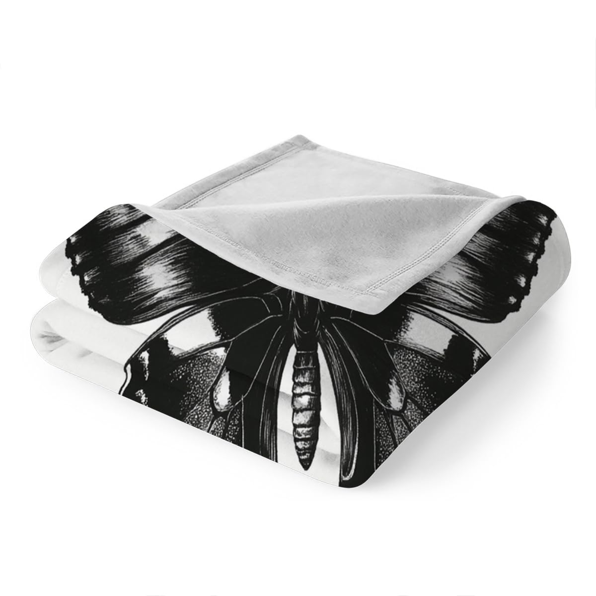 Genérico Czarny motyl kreskówkowy miękki koc flanelowy 3D - narzuta na sofę/łóżko 270 x 230 cm, ultra arealistyczny nadruk 3D zwierzęcy, ciepły polar, zmywalny, dom/sypialnia