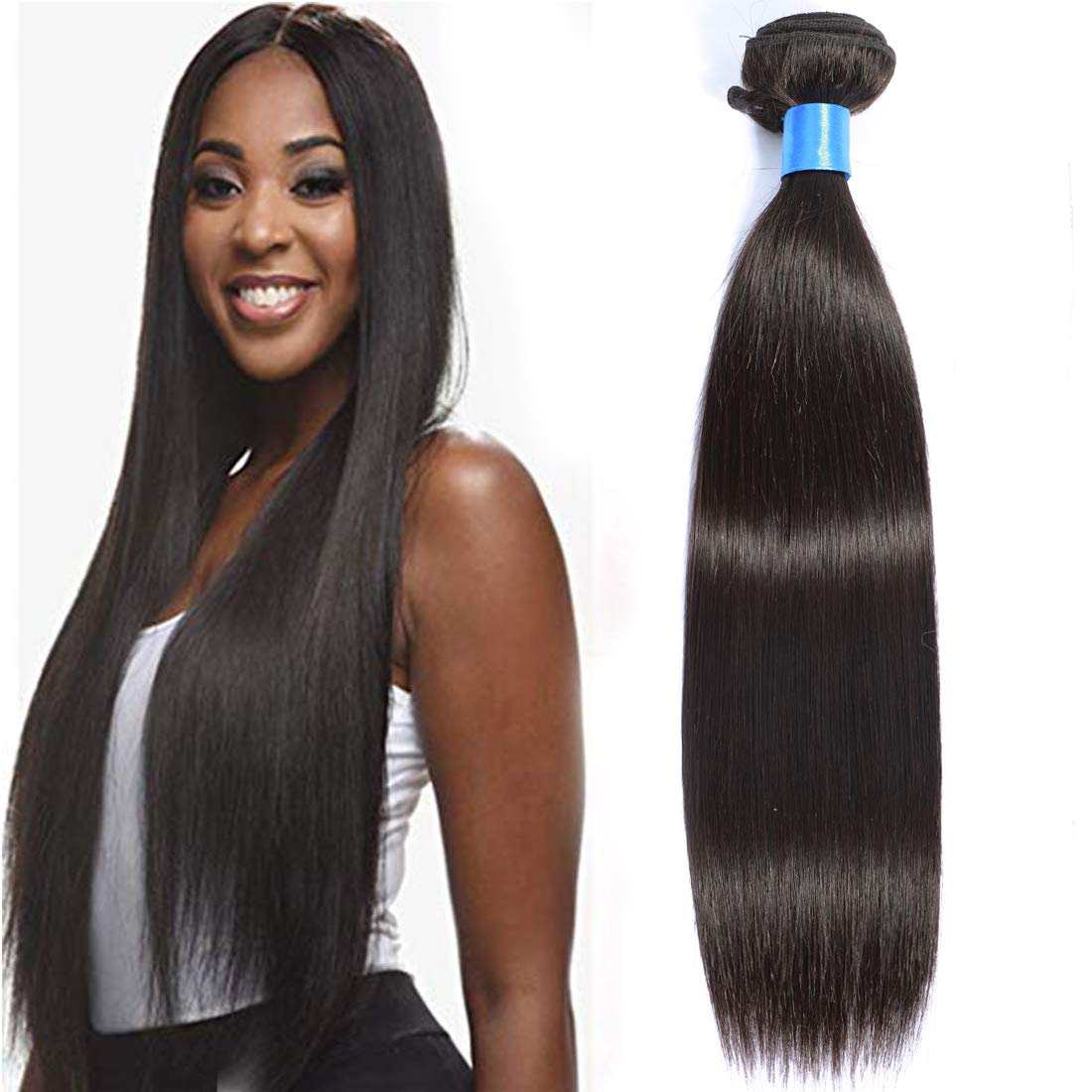 CRANBERRYHair Brazilian Straight Hair One Bundle 22 inch Unprocessed Virgin Brazilian Straight Human Hair Weave Bundle Natural Black Color