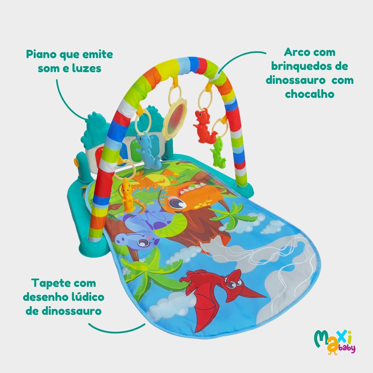 Tapete de Atividades Para Bebê Piano Funny Dino Maxi Baby | Amazon