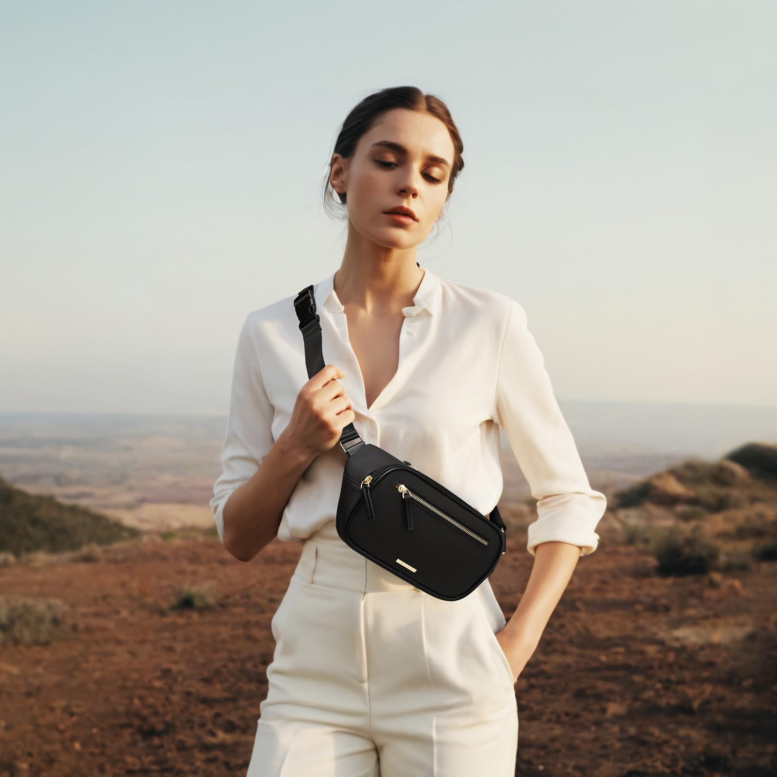 GOLF QUALITY Marsupi Donna e Uomo, Borsetta Donna Marsupio Donna Tracolla Sportivo Alla Moda con Spalline Regolabili, Everywhere Belt Bag per Escursioni, Ciclismo, Borsa Donna Crossbody Bag Nero