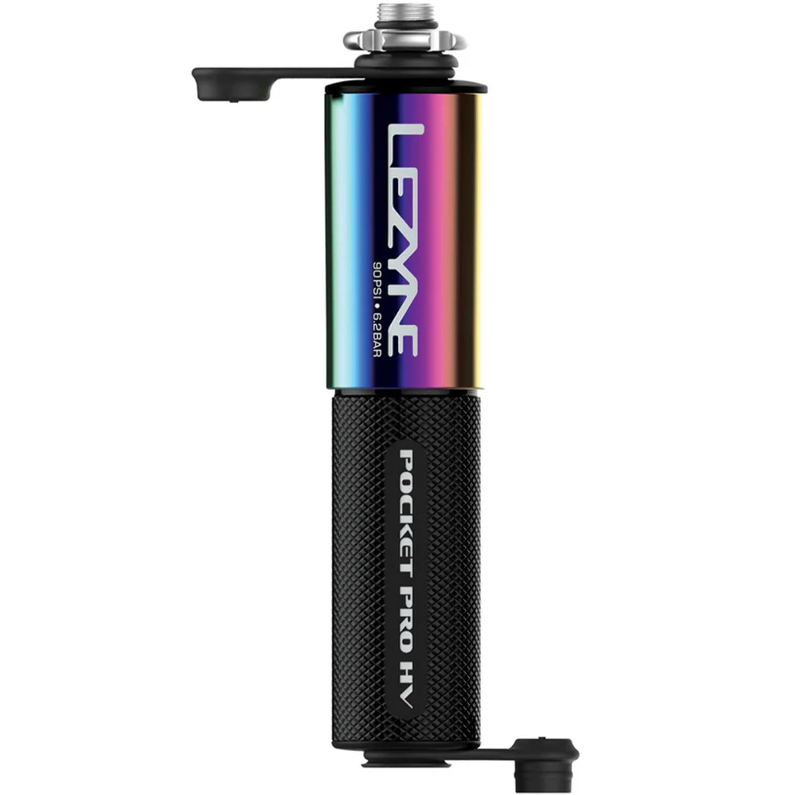 Lezyne Pocket Drive Pro HV Mini Pump - Aluminium, 90psi, Presta/Schrader, with Mount, Neo/Black