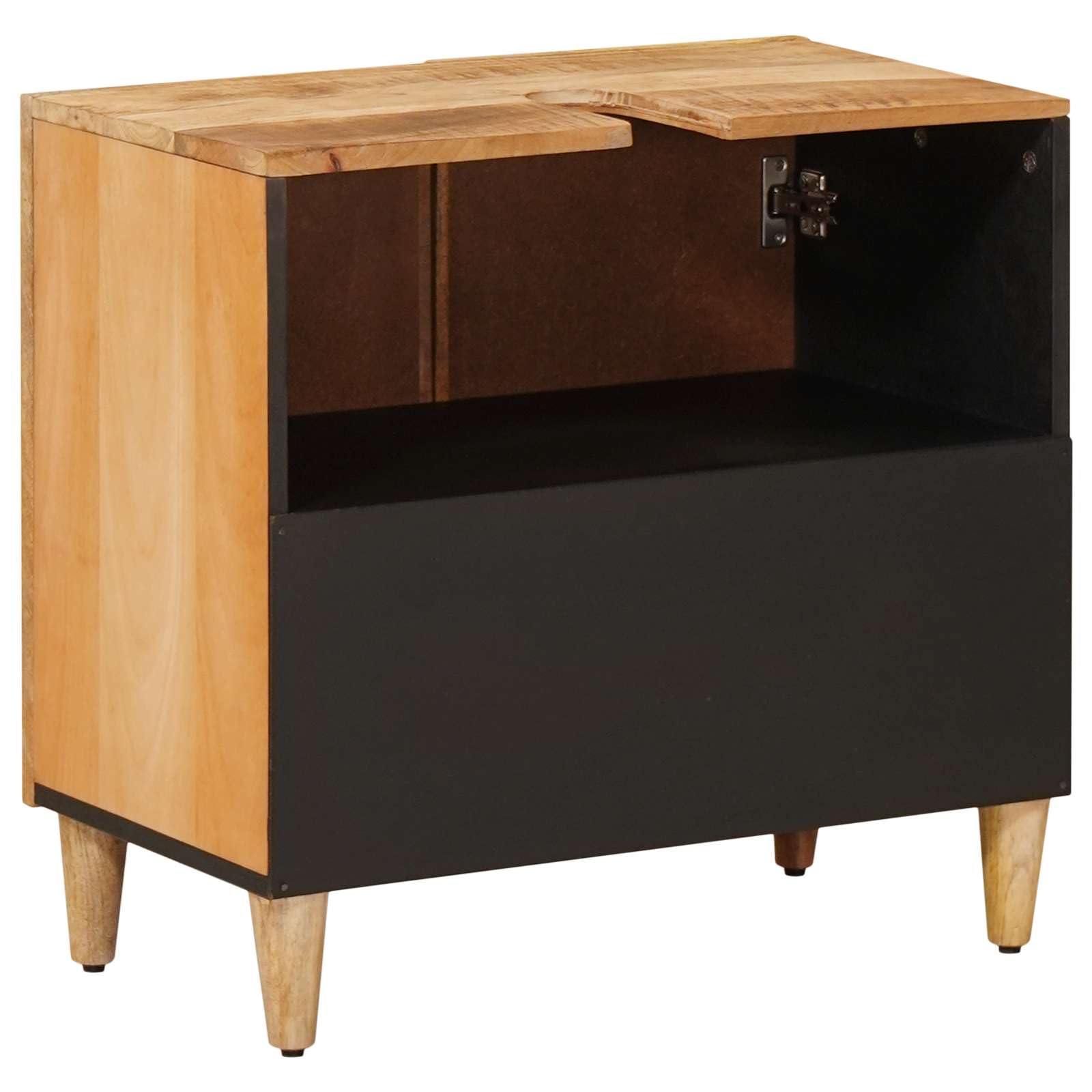 Armario para debajo del lavabo de madera maciza de mango 62 x 33 x 58 cm con botones de latón, mueble de baño compacto, espacio de almacenamiento para cuarto de baño, inodoro, práctico