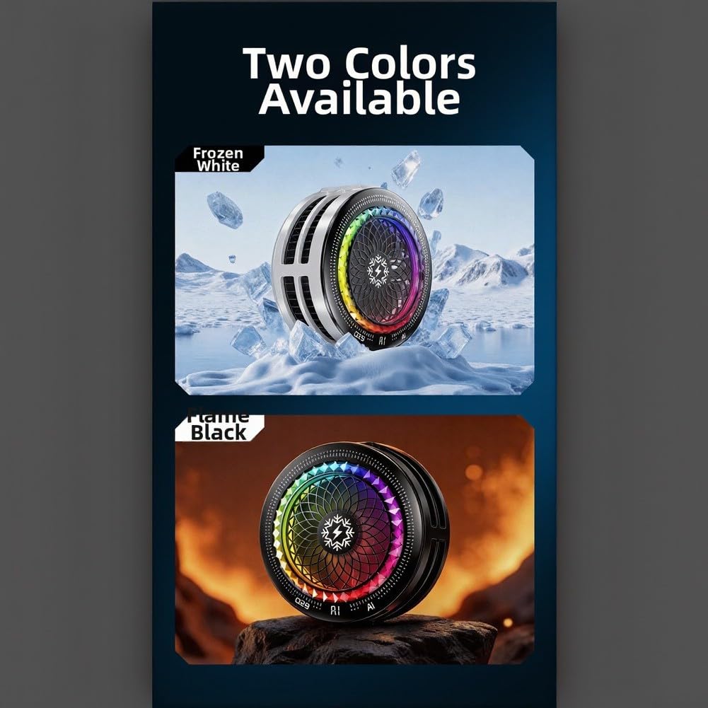 Enfriador magnético para teléfono con luz RGB, control de temperatura, radiador para juegos, ventilador de refrigeración USB portátil de 5 modos para teléfonos móviles, ligero con clip