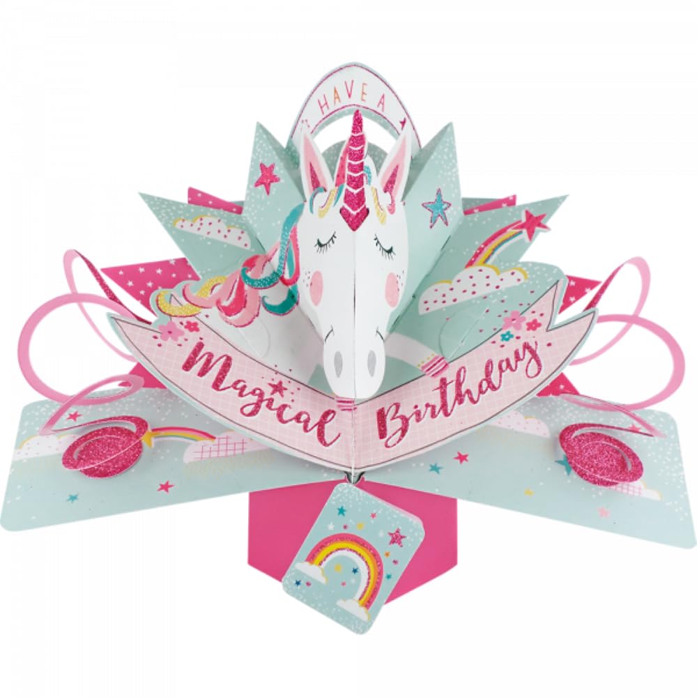 Unicorn Birthday Pop-Up Greeting Card Original Second Nature 3D Pop Up Cards