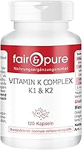 Fair & Pure Vitamin K Complex K1 & K2, 120 Capsules, Swallow-Friendly, Dietary Supplement Vegan without Magnesium Stearate, Made in Germany