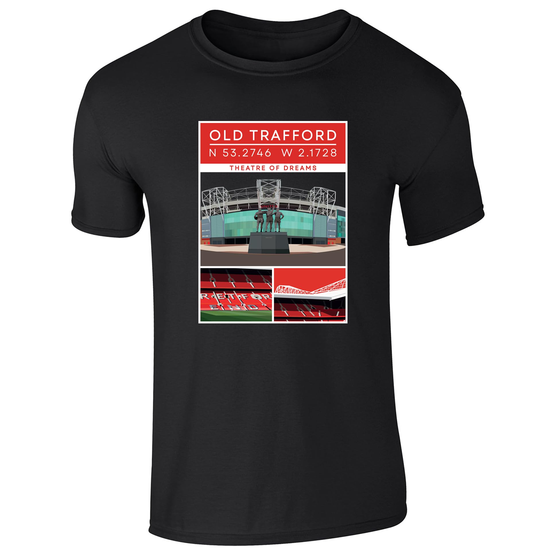 United Old Trafford T-Shirt Adult 100% Cotton Football Fan Tee S-3XL (UK, Alpha, XL, Regular, Regular, Black)
