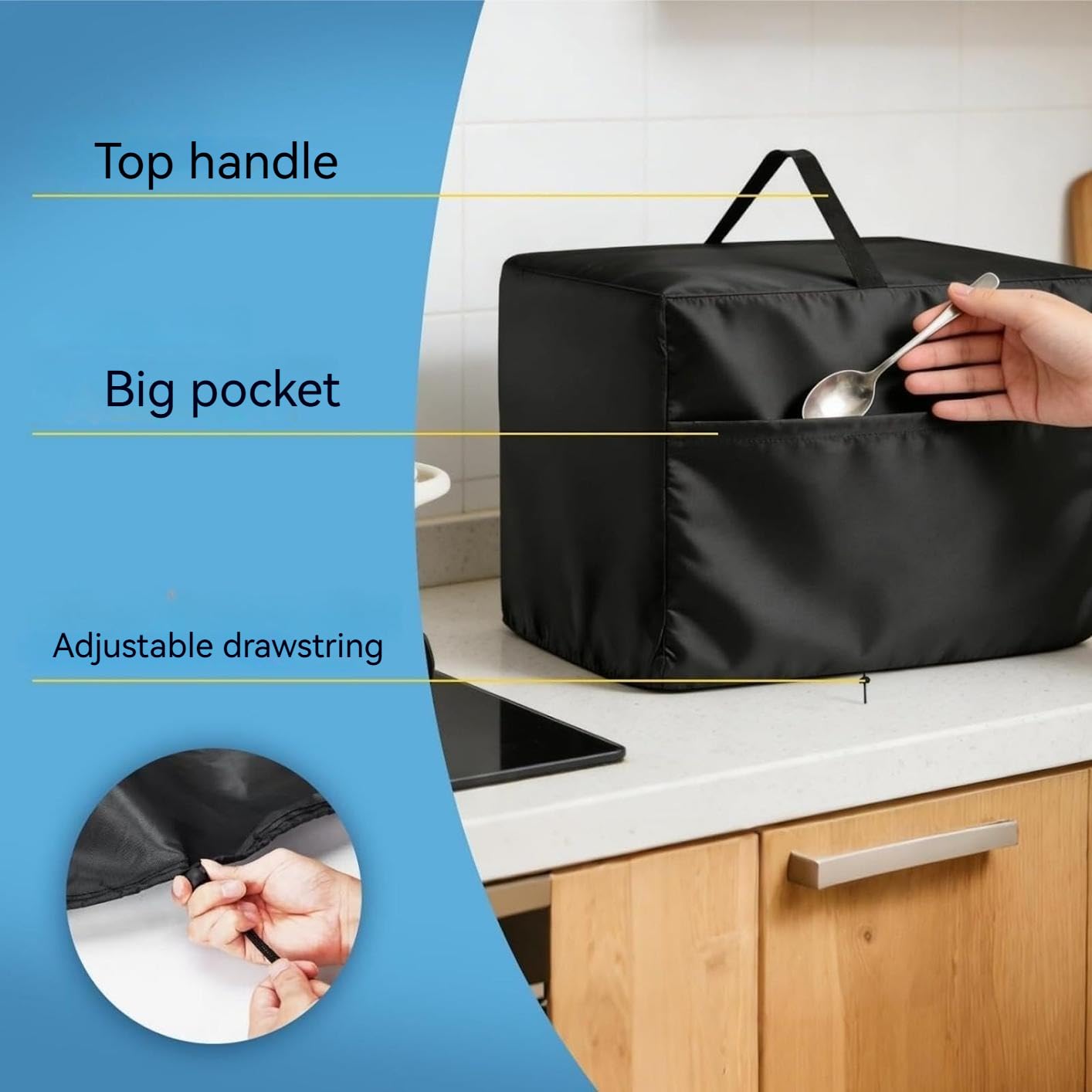Copertura Protettiva per Affettatrice in Tessuto Oxford 600D Impermeabile e Antipolvere - Custodia Universale con Tasche Portaoggetti e Manici per Cucina (Marrone, 52 * 45 * 38cm)