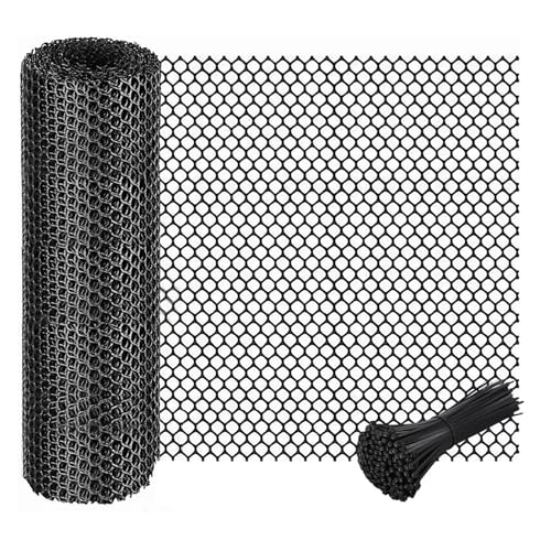 Image of Plastic Chicken Wire Mesh Fence Roll, GENNIZZ 15.7IN x 16.4FT Rigid Plastic Fencing & Netting for Garden, Dog Cat Balcony Barrier (0.4m x 5m)