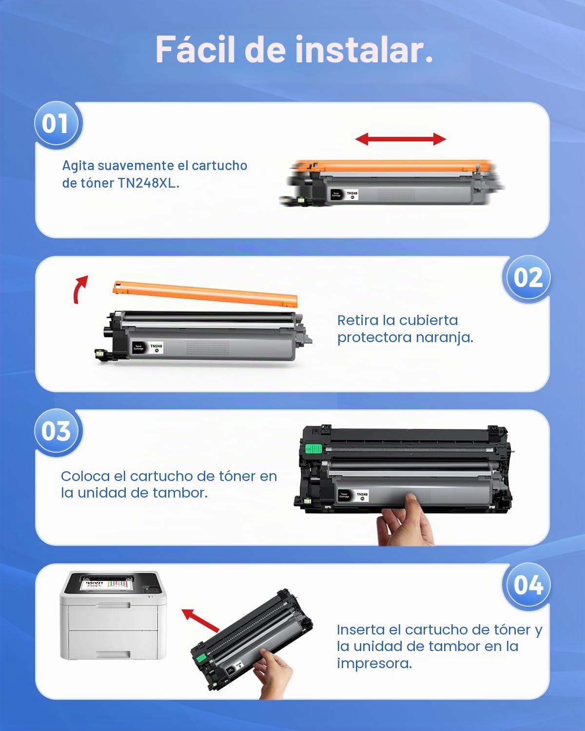 INK4U TN248XL Tóner (5 Pieza) Compatible para Brother TN248XL Cartuchos de Tóner TN248 XL Compatible para Brother DCP-L3520CDWE MFC-L3760CDW MFC-L3740CDW DCP-L3560CDW TN 248 MFC-L8390CDW HL-L3240CDW