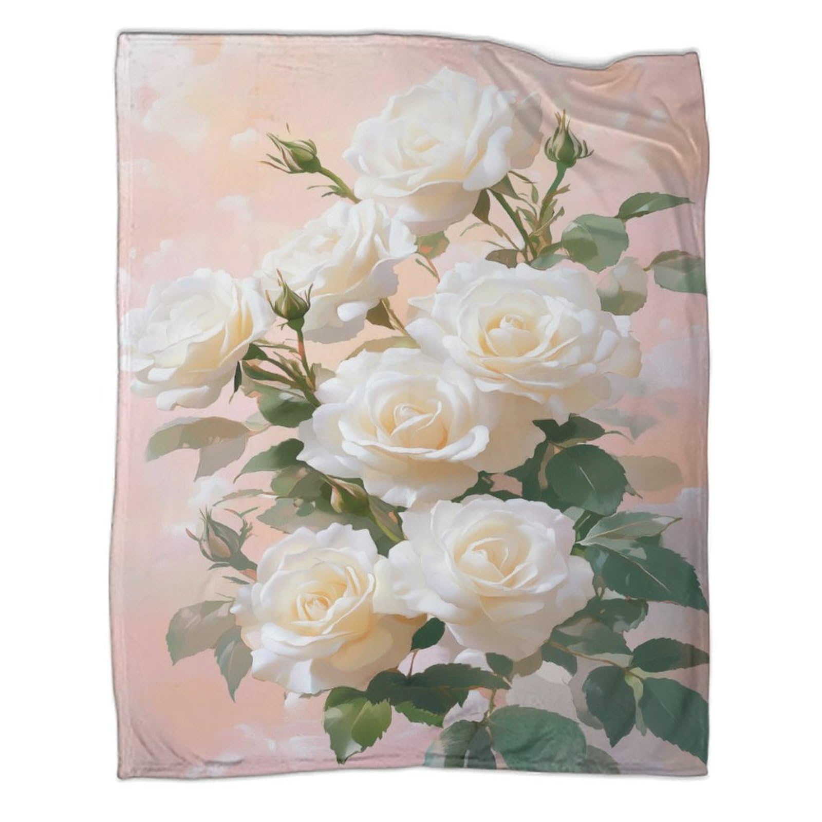 Couverture canapé rose blanche en flanelle 127x152cm pour vos soirées cocooning