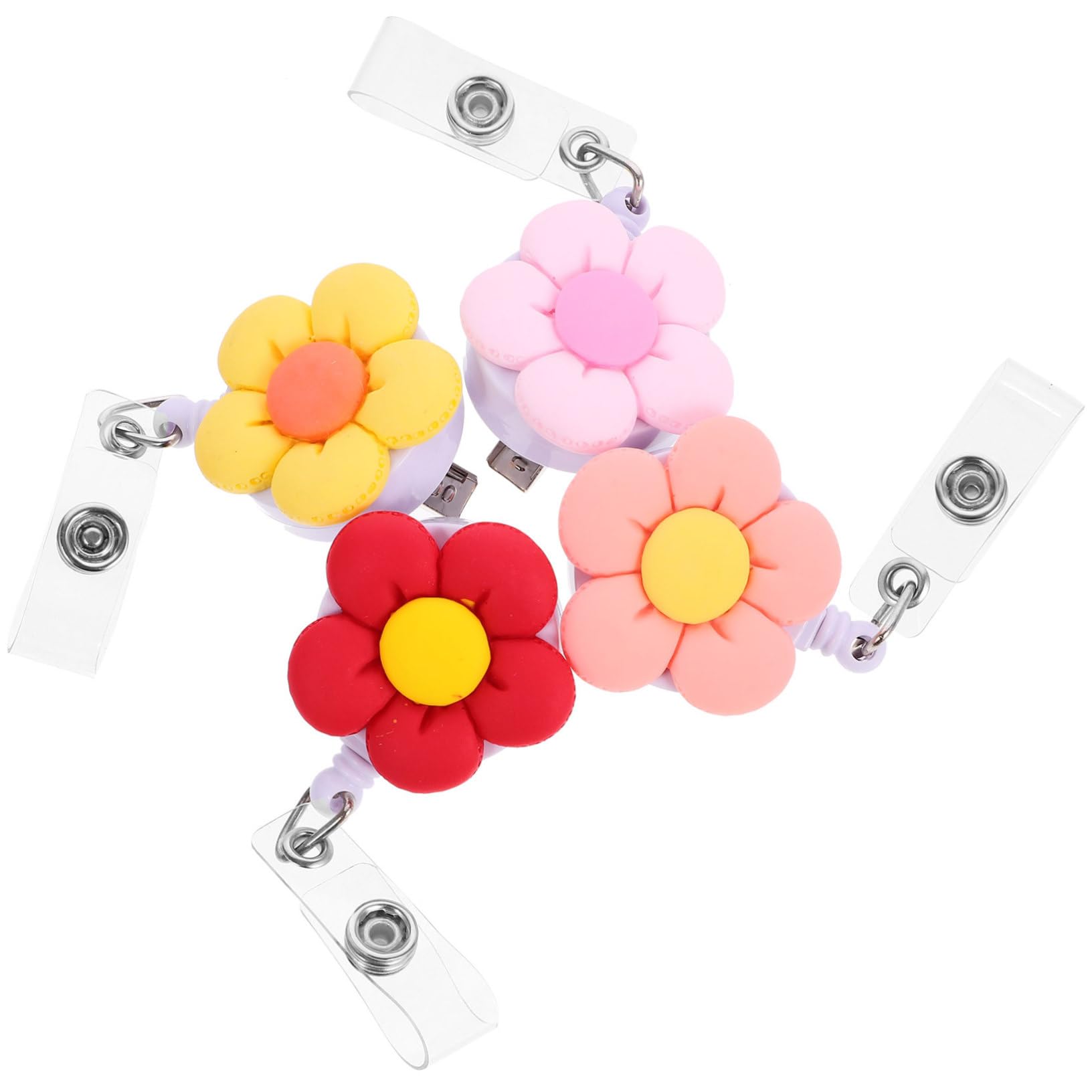 16pezzi Badge Holder Retrattabili Colorati Per Medici e Studenti Design Resistente e Leggero Facile Accesso Id e Tessere Include Fiori Arancione