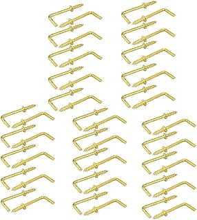 New Lon0167 35mm Length Copper Plated Self-Tapping Right-Angle L Shape Screw Hook 50pcs(35mm LÃ¤nge Kupfer Ã¼berzogene selbstschneidende rechtwinklige L Form Schraube Haken 50pcs