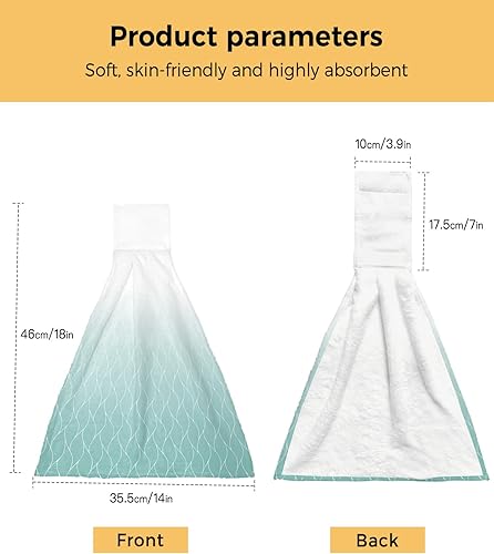Miniatura 3 de Toallas de cocina colgantes con bucle, modernas, minimalistas, azules, verdes, degradadas, absorbentes, suaves, para cocina, baño, inodoro, hogar, 2