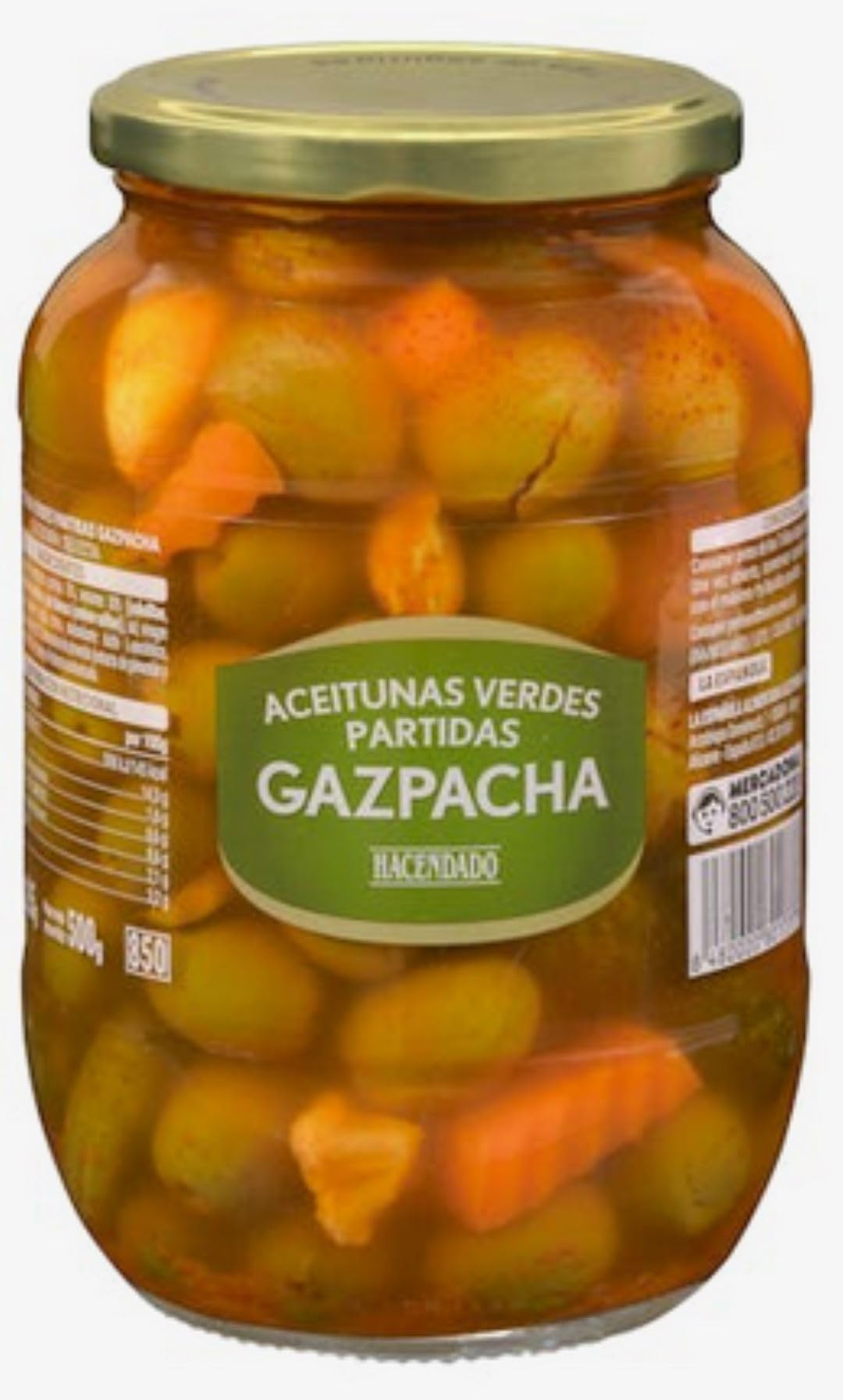 Grüne Oliven Gazpacha Hacendado gespalten 2er-Pack