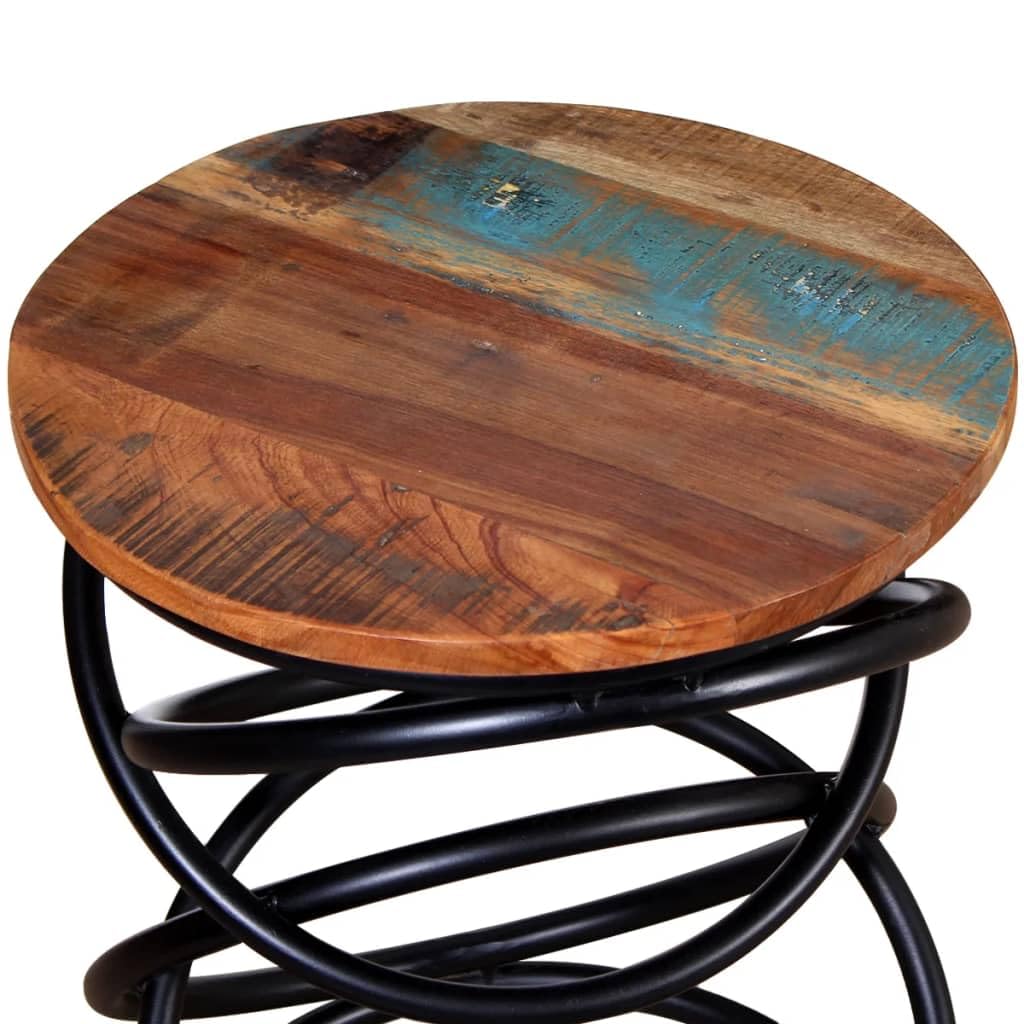 Tavolino rotondo in legno massiccio, 40 x 50 cm, vintage, metallo