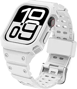 CRIS-BAND Bumper Bands Compatible with Apple Watch Band 45mm 44mm 42mm 41mm 40mm 38mm for Women Men, Water Shock-Proof Strap for iWatch Apple Watch Band with Case for Series 9 8 7 6 SE 5 4 3 2 1