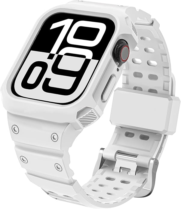 CRIS-BAND Bumper Bands Compatible with Apple Watch Band 45mm 44mm 42mm 41mm 40mm 38mm for Women Men, Water Shock-Proof Strap for iWatch Apple Watch Band with Case for Series 9 8 7 6 SE 5 4 3 2 1